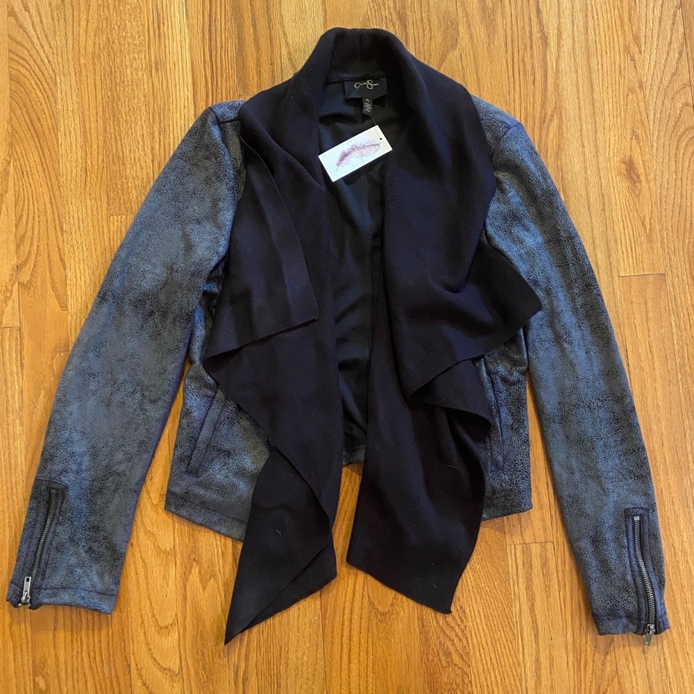 Jessica Simpson Faux Leather Cardigan